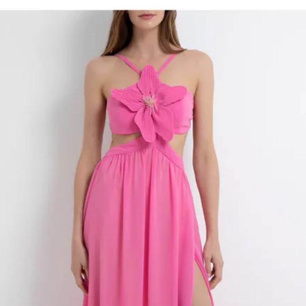 Patbo flower appliqué halter neck dress